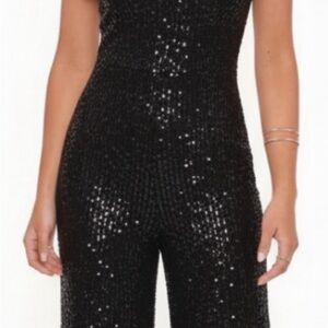 Sequin strapless Jumpsuit - Black